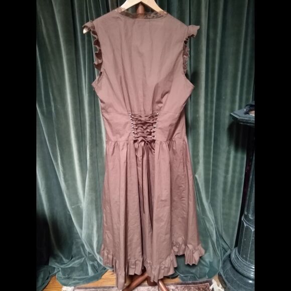 Belle Poque Renaissance Fair Brown Lace Barmaid Corset Dress XL Steampunk/Pirate - Picture 5 of 8